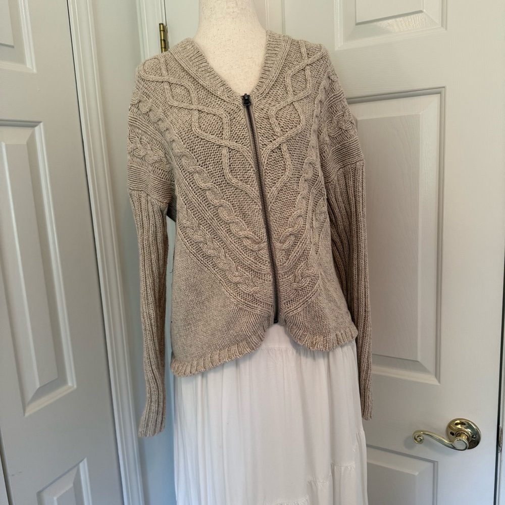 Woolrich Cream Cardigan Sweater Chunky Knit